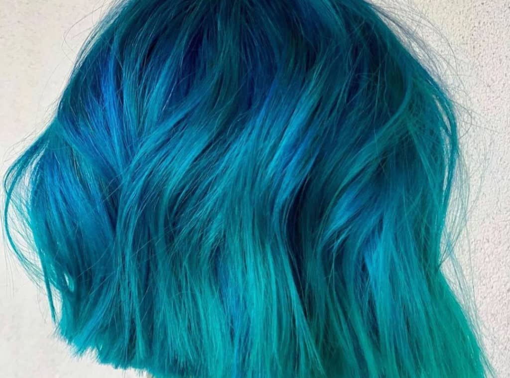 Green and Blue balayage on hair