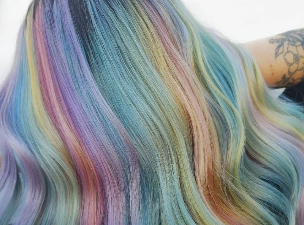 pastel rainbow balayage