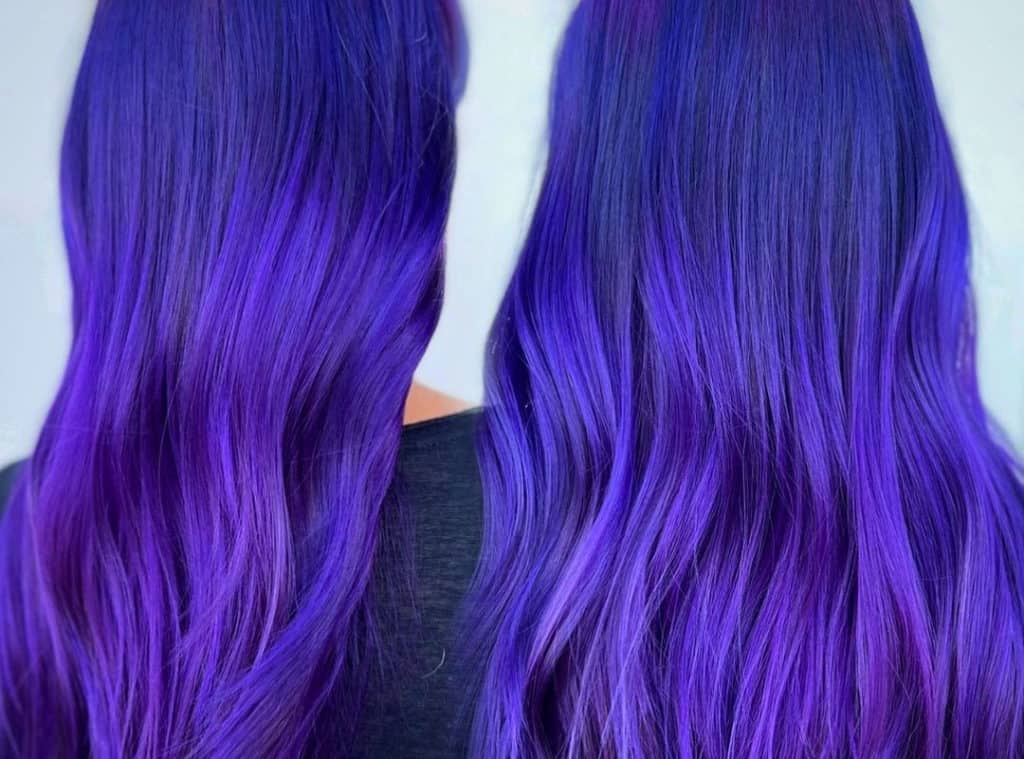 Mermaid violet hair with blue highlights