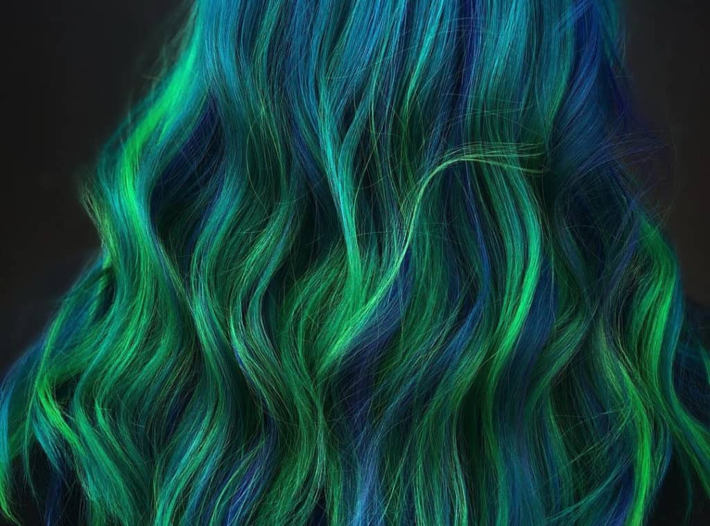 Mermaid blue and lime galaxy for hair