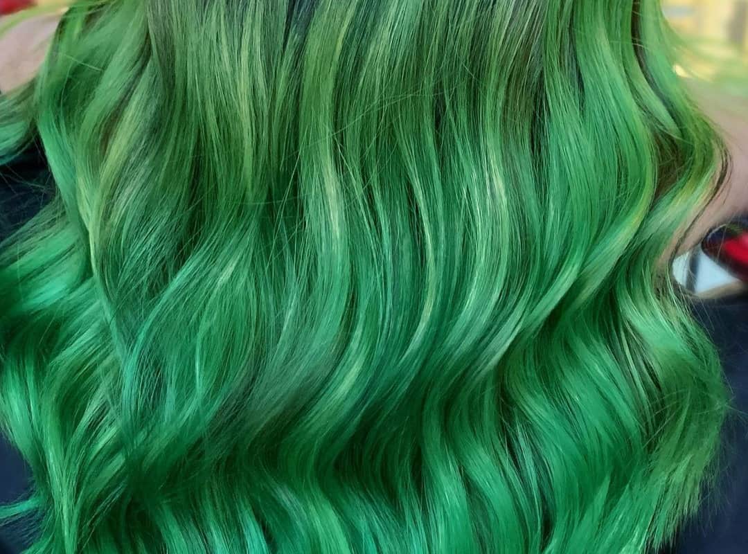 Green Balayage with Waves
