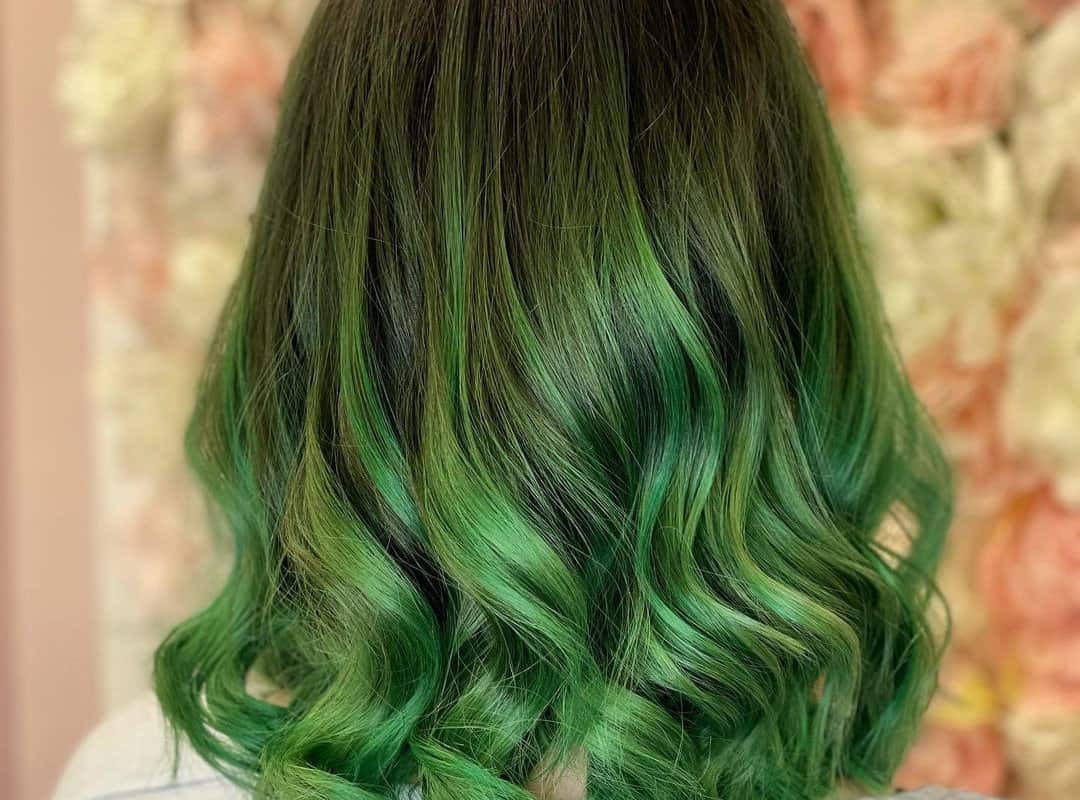 Forest Green Balayage Waves
