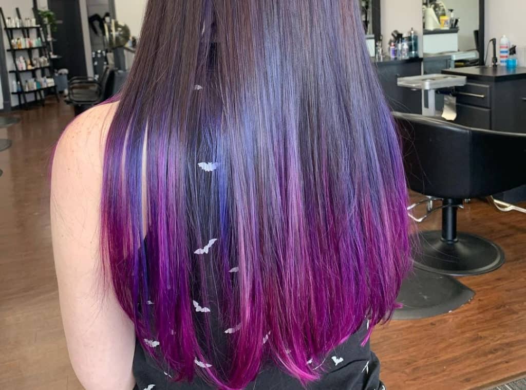 straight brown hair with galaxy tips