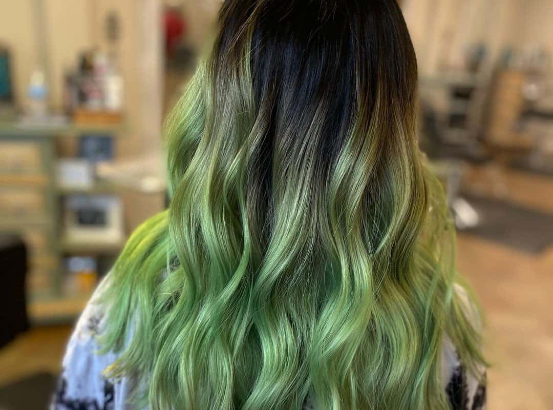 brown waves with blonde and ligth green highlights