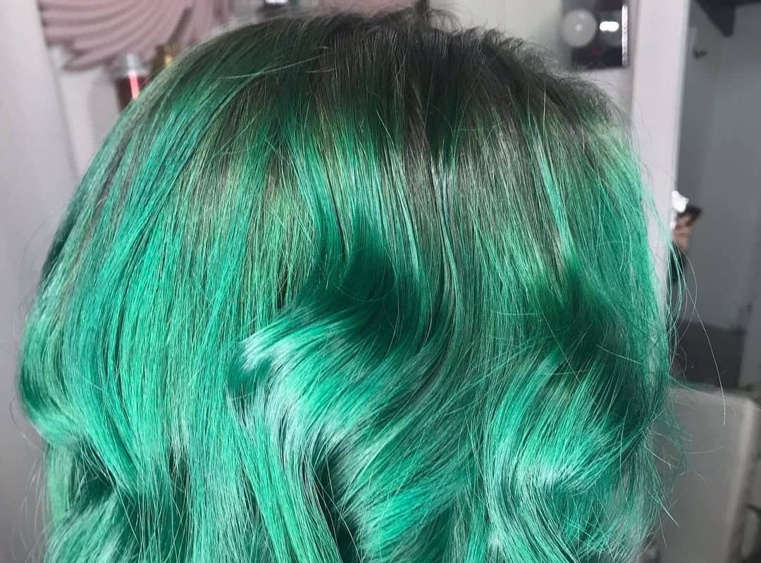 Ash Green Balayage bob
