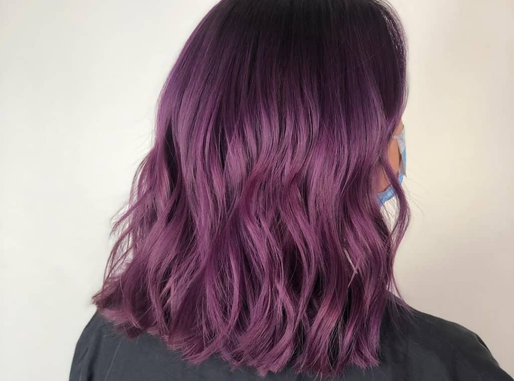 Violet to dark purple balayage long bob