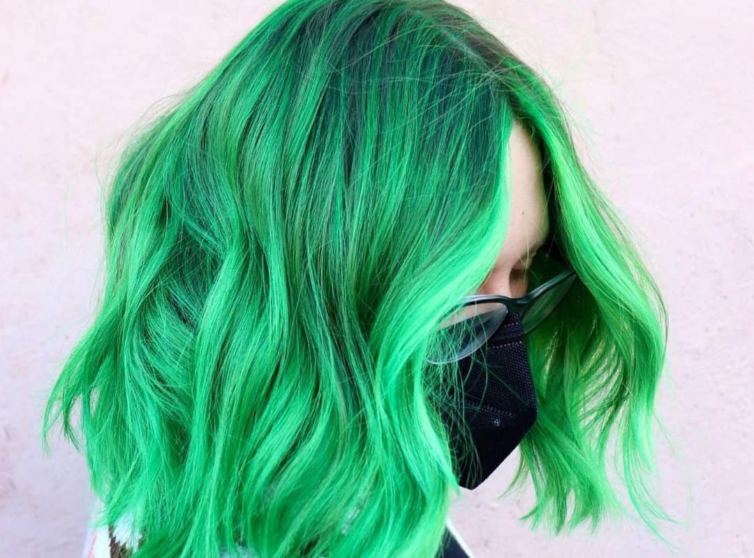 Black and Bright Green Balayage