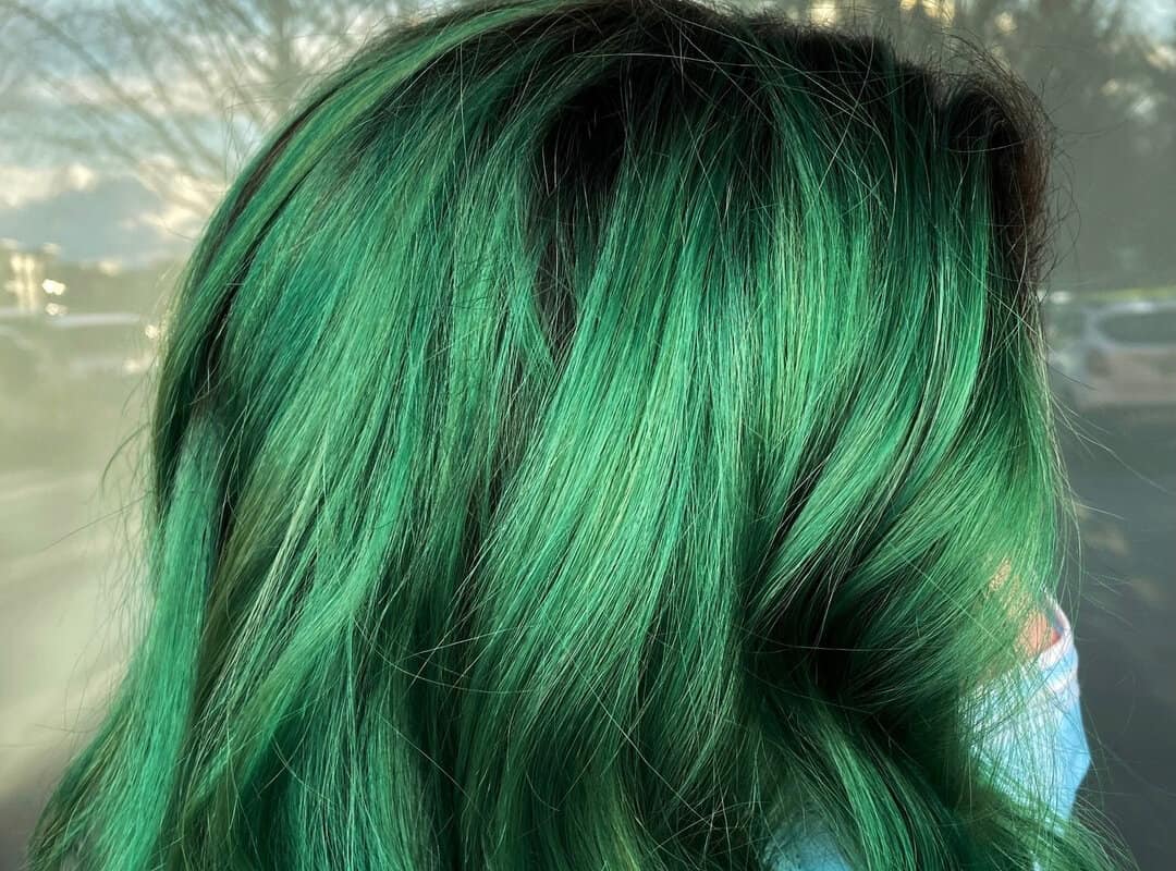 Dark Brown to Green Balayage