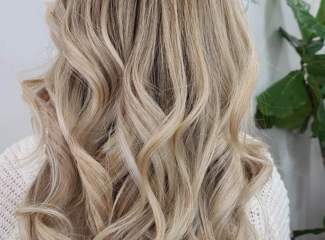 Ash blonde balayage on Asian hair