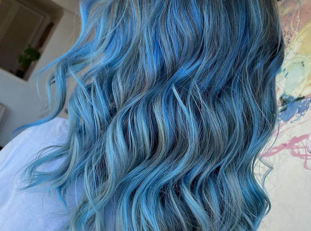 Blue and gray balayage