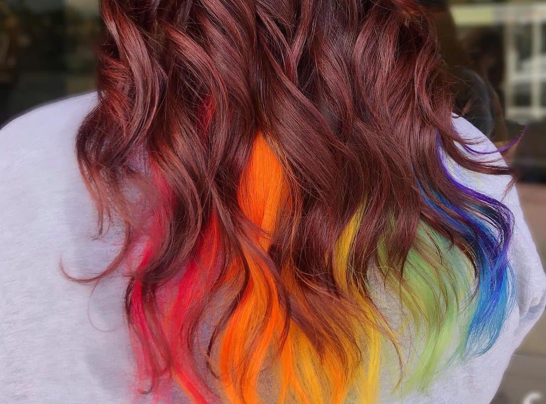 Red Hair with a Rainbow Underneath