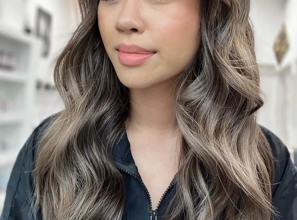 brown balayage for Asian long hair