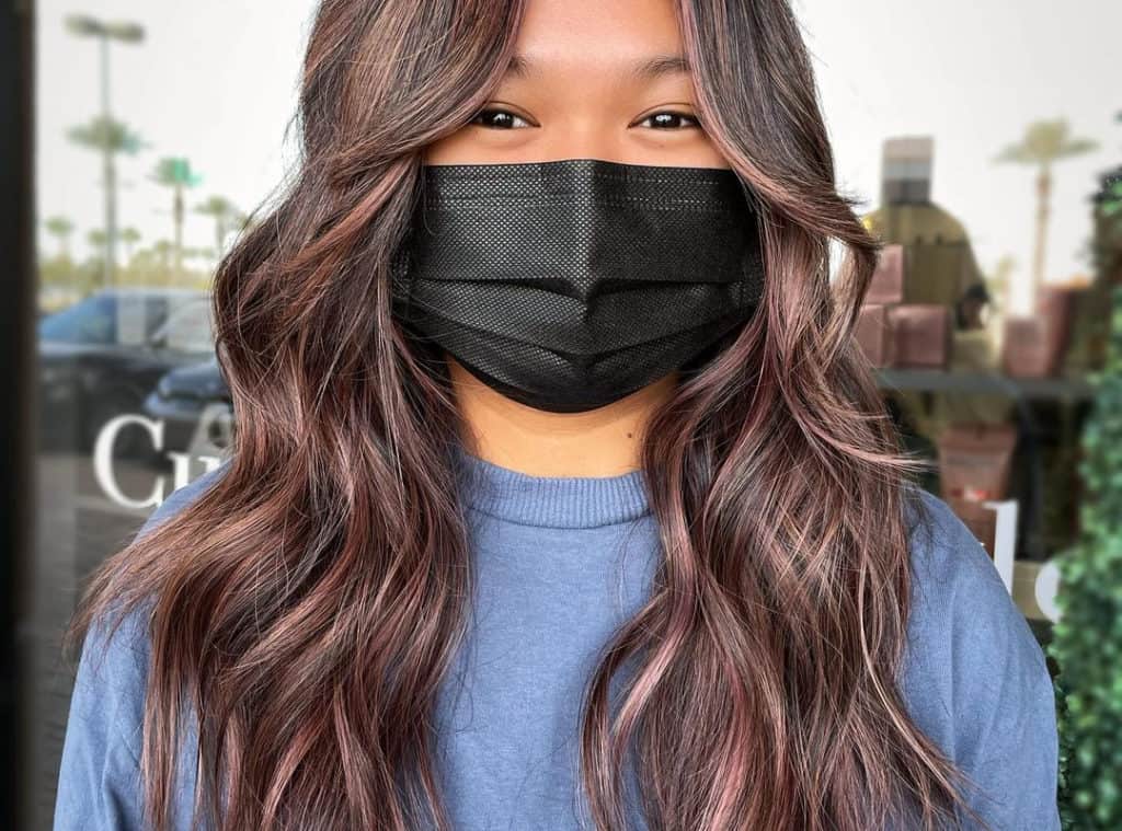 Asian hair with caramel highlights