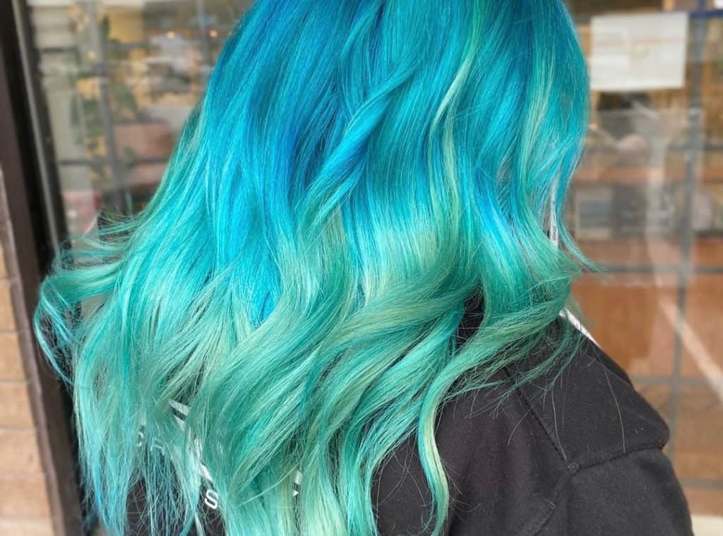 Blue and green balayage