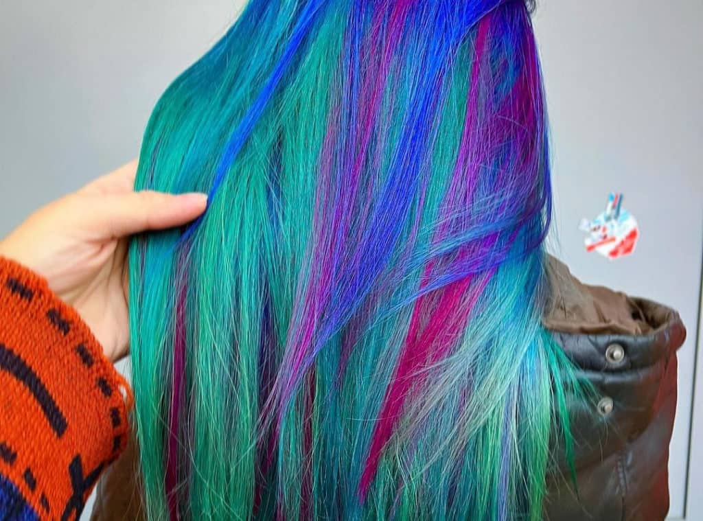 blue and lime mermaid hair