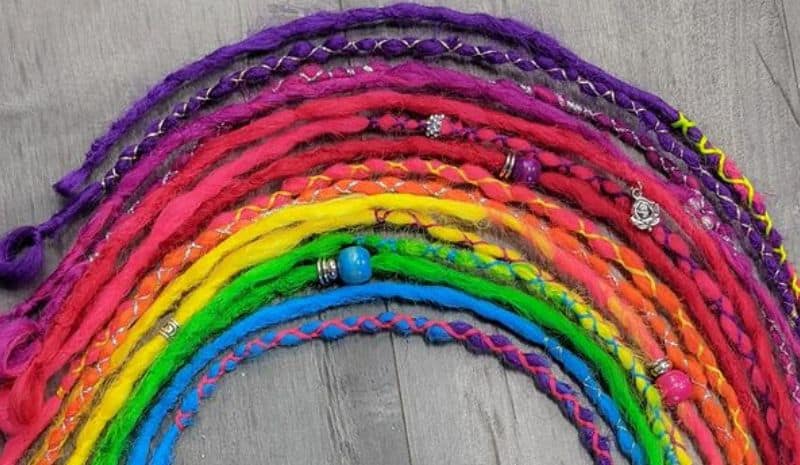 Rainbow dreads on the floor