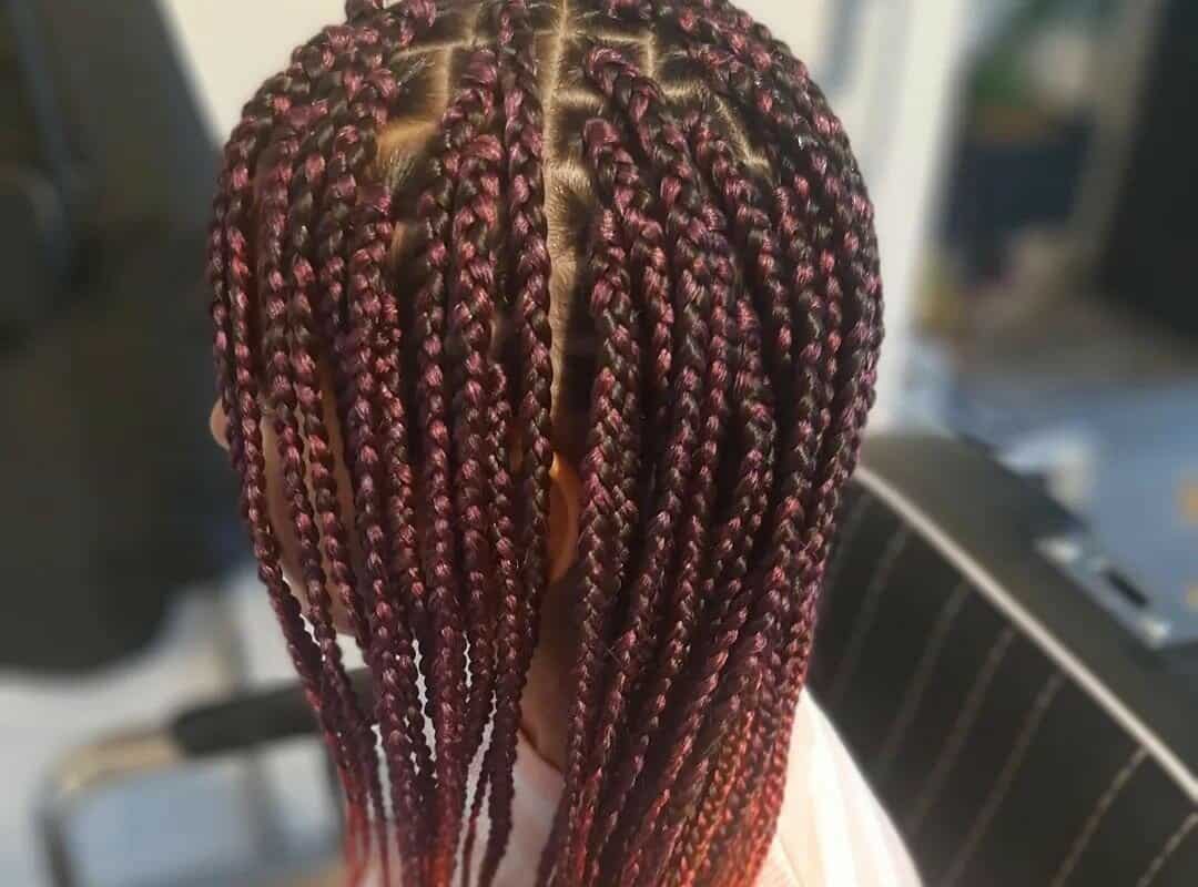girl with bright bohemian braids