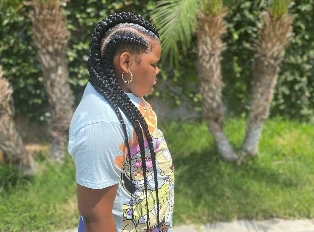 girl with black 4-french braids