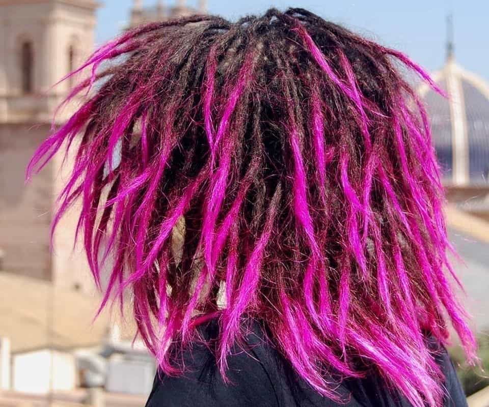 girl with black and pink dyed dreads
