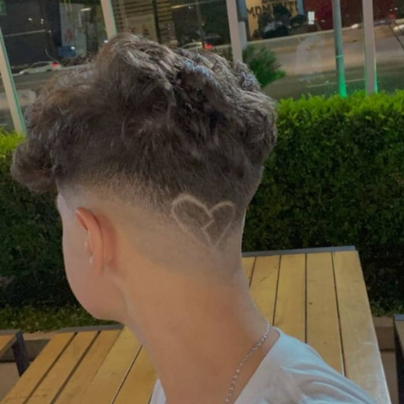 Broken heart haircut on the back