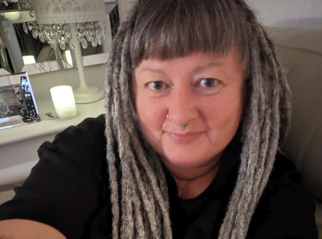 girl with brown and silver dyed dreads
