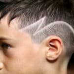 Boy with a lightning bolt hairstyle