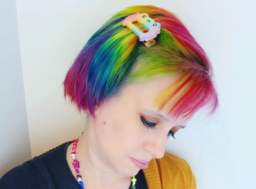 girl with rainbow pixie cut