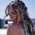 girl with purple and brown side braids
